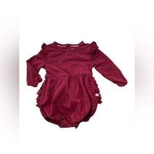 RuffleButts Size 12-18 Months Rosewood Flutter Ruffle Bubble Romper